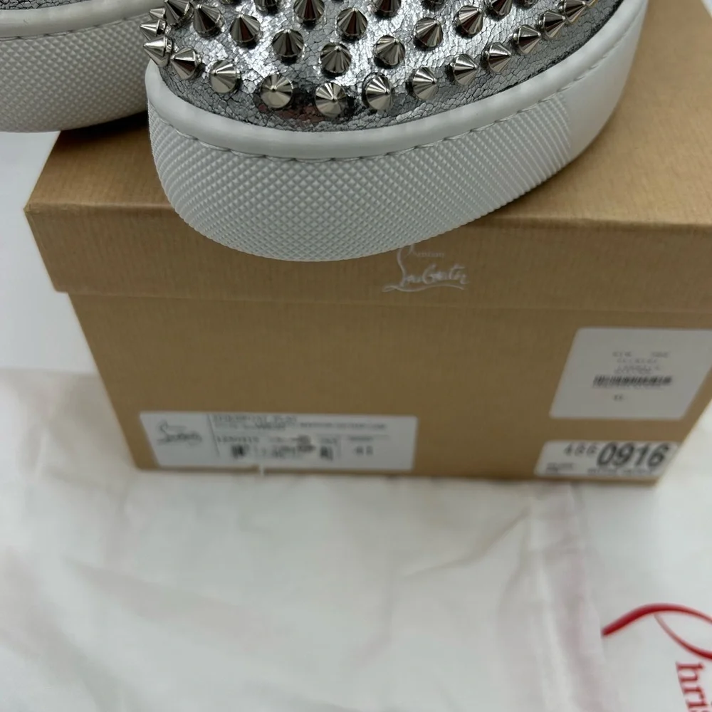Men's Christian Louboutin spike boat, leather sneakers size 41 made in Italy
